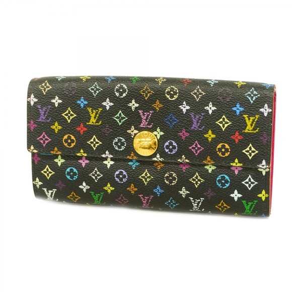 Louis Vuitton Portefeuille Sarah Wallet Long Noir Black Multicolor - Picture 1 of 9